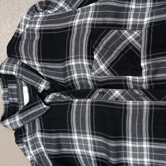 Beach Lunch Lounge Collection Black and White Plaid, Button Down Flannel - Picture 6 of 10